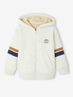 Garçon-Pull, gilet, sweat-Sweat garçon zippé à capuche doublé sherpa