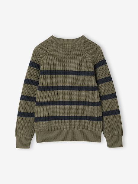 Pull garçon rayé caramel+écru+encre+kaki - vertbaudet enfant 