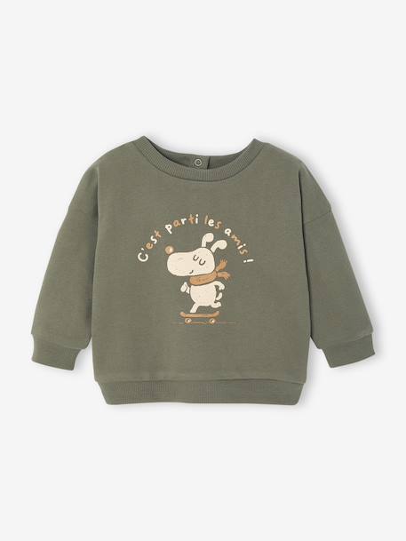 Sweat-shirt motif animal bébé kaki+marine - vertbaudet enfant 