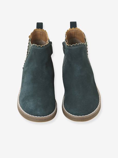 Boots enfant fille cuir élastiquées et zippées bordeaux+camel+marine+or+vert - vertbaudet enfant 