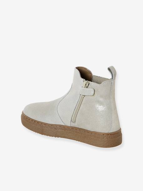 Boots enfant fille cuir zippées camel+marine+or - vertbaudet enfant 