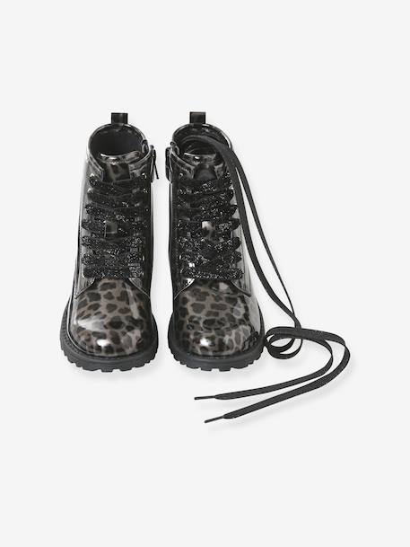 Boots enfant fille vernies synthétique zippées bronze+lot noir+noir+noir imprimé - vertbaudet enfant 