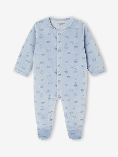 Lot de 3 pyjamas bébé garçon en velours bleu nuit - vertbaudet enfant 