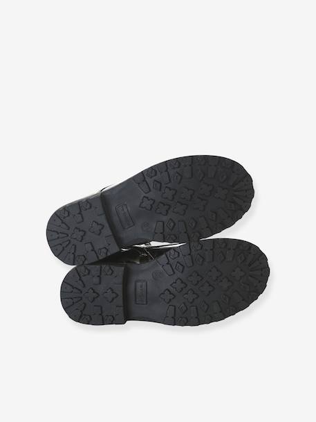 Laklaarzen met veters en rits voor meisjes brons+veel zwart+zwart+zwart, bedrukt - vertbaudet enfant 