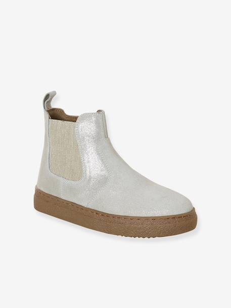 Boots enfant fille cuir zippées camel+marine+or - vertbaudet enfant 
