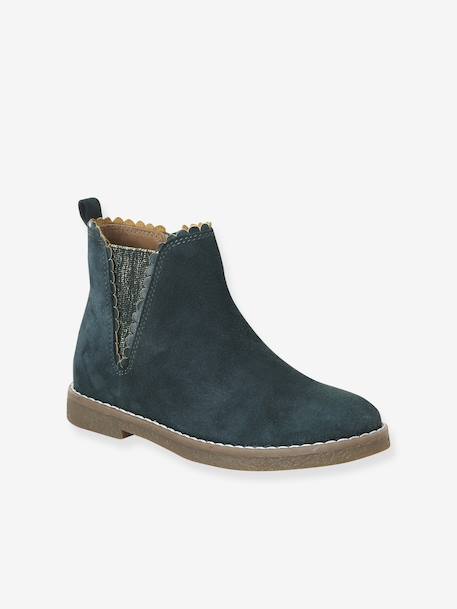 Boots enfant fille cuir élastiquées et zippées bordeaux+camel+marine+or+vert - vertbaudet enfant 