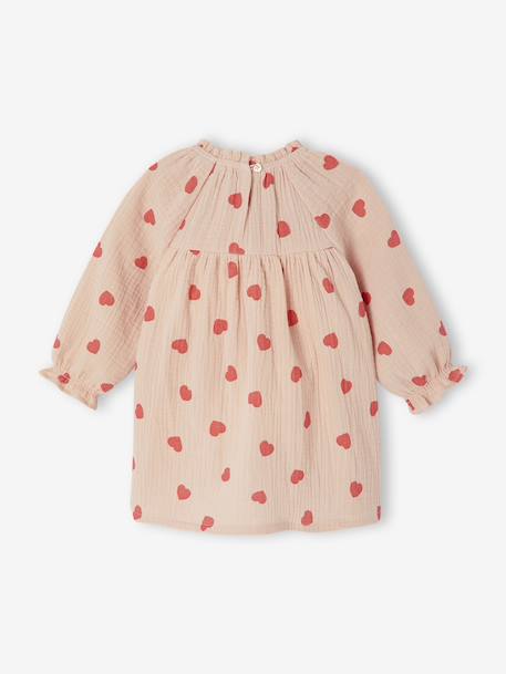 Robe bébé imprimée de petits coeurs rose poudré - vertbaudet enfant 
