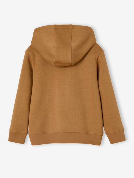 Sweat garçon zippé à capuche motif poitrine blanc chiné+bleu nuit+noix de pécan+rouge+turquoise - vertbaudet enfant 