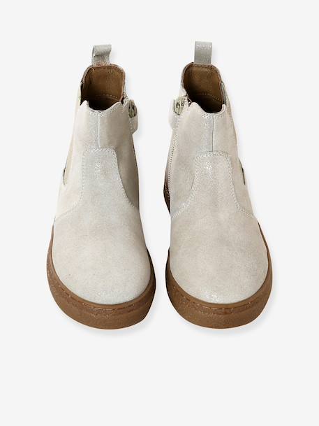 Boots enfant fille cuir zippées camel+marine+or - vertbaudet enfant 
