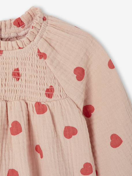 Robe bébé imprimée de petits coeurs rose poudré - vertbaudet enfant 