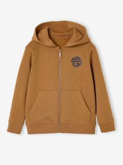 Garçon-Pull, gilet, sweat-Sweat garçon zippé à capuche motif poitrine