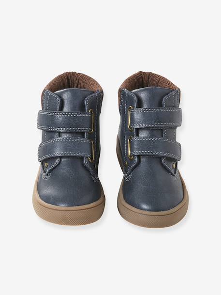 Synthetische boots voor jongens met klittenband uit de kleutercollectie marineblauw - vertbaudet enfant 