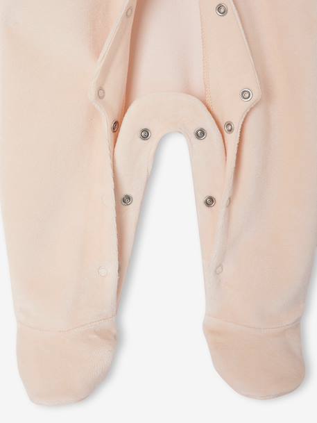 2-delige babyset in fluweel/velours beige+blauwgroen+rozen - vertbaudet enfant 