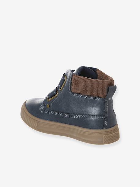 Synthetische boots voor jongens met klittenband uit de kleutercollectie marineblauw - vertbaudet enfant 