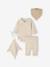 Evolutieve 4-delige babyset met body + legging + slabbetje + knuffels ecru - vertbaudet enfant 