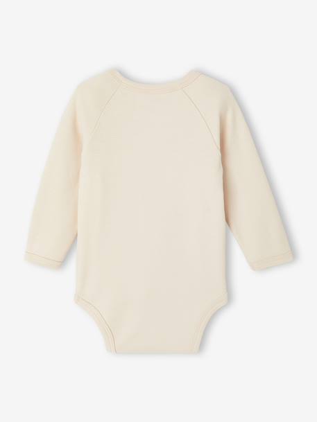Set van 2 body's met lange mouwen en opening voor pasgeborenen beige+blauwgroen+rozen - vertbaudet enfant 