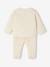 Gewatteerde set vest + broek met voetjes volledig bedrukt ecru+rozen - vertbaudet enfant 