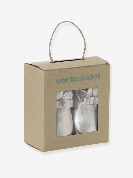 Chaussons élastiqués en cuir souple bébé or+rose - vertbaudet enfant 