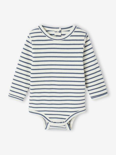 Lot de 3 bodies naissance en maille côtelée et interlock bleu - vertbaudet enfant 