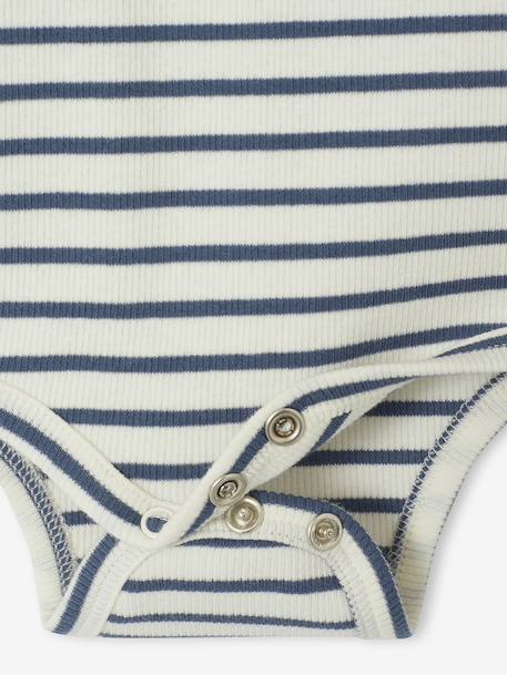 Lot de 3 bodies naissance en maille côtelée et interlock bleu - vertbaudet enfant 