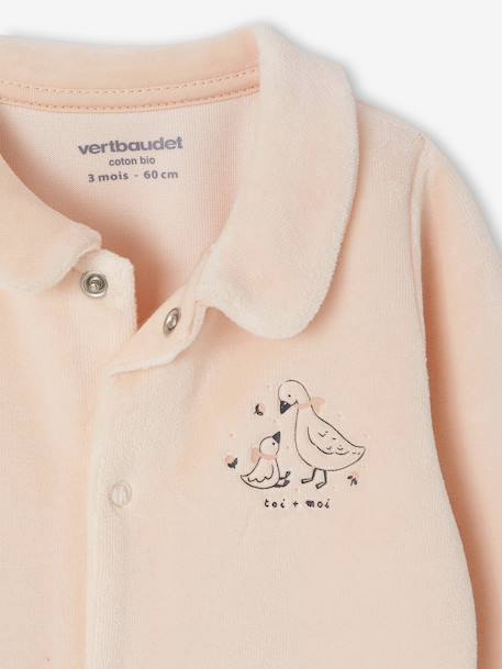 2-delige babyset in fluweel/velours beige+blauwgroen+rozen - vertbaudet enfant 