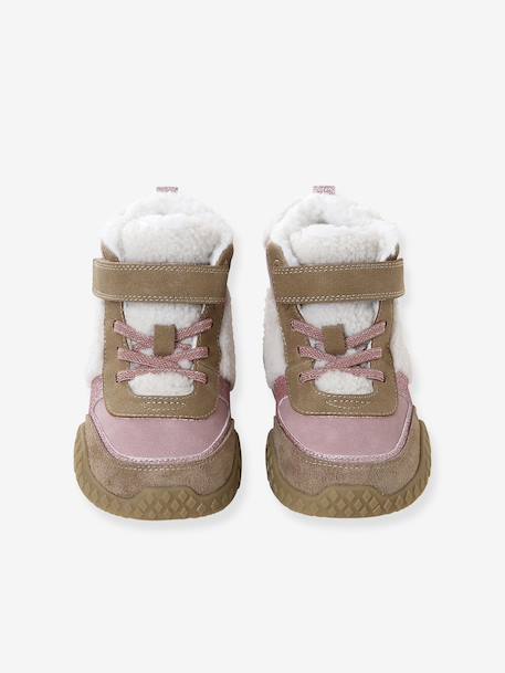 Synthetische gevoerde baskets voor meisjes, elastische veters en klittenband collectie voor de kleuterschool veel roze - vertbaudet enfant 
