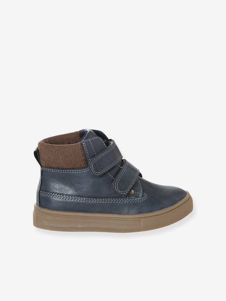 Synthetische boots voor jongens met klittenband uit de kleutercollectie marineblauw - vertbaudet enfant 