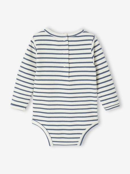 Lot de 3 bodies naissance en maille côtelée et interlock bleu - vertbaudet enfant 