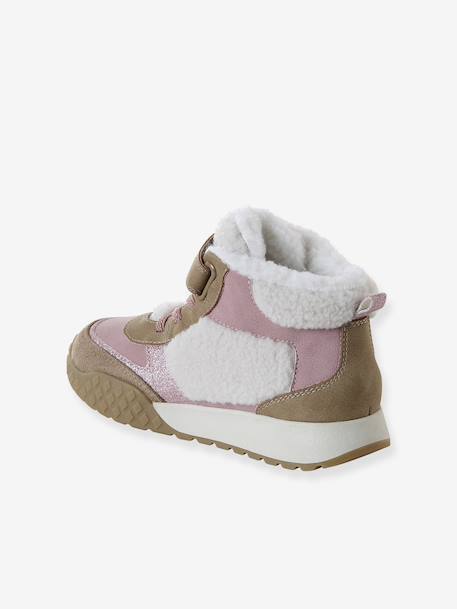 Synthetische gevoerde baskets voor meisjes, elastische veters en klittenband collectie voor de kleuterschool veel roze - vertbaudet enfant 
