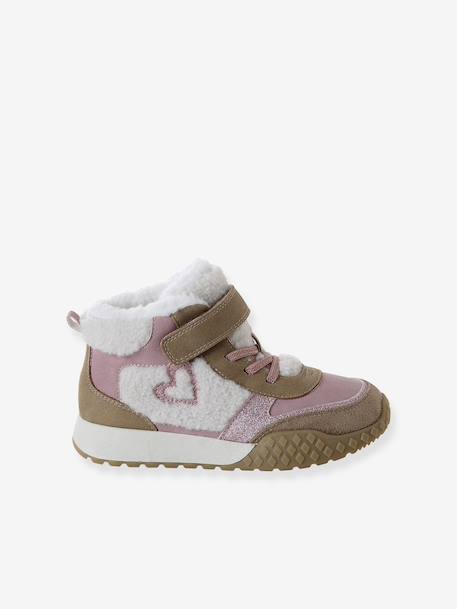 Synthetische gevoerde baskets voor meisjes, elastische veters en klittenband collectie voor de kleuterschool veel roze - vertbaudet enfant 