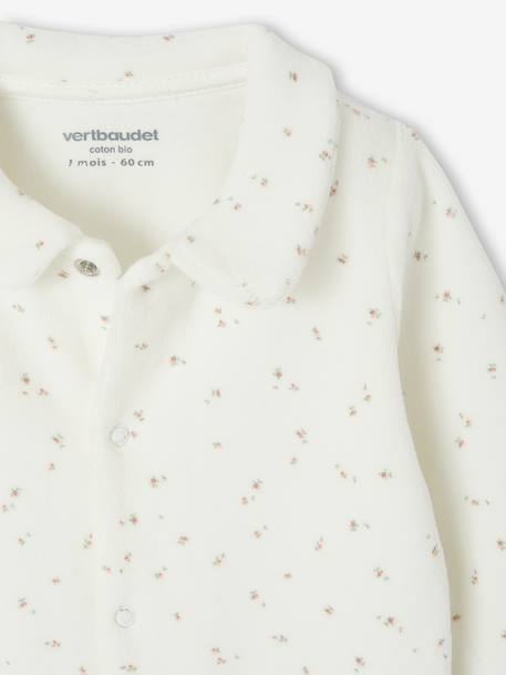 2-delige babyset in fluweel/velours beige+blauwgroen+rozen - vertbaudet enfant 