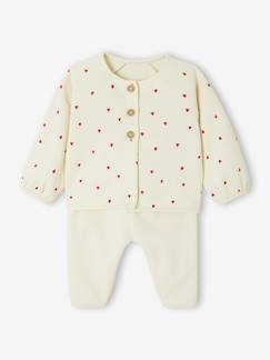 -Ensemble naissance molletonné gilet + pantalon 