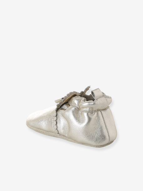 Chaussons élastiqués en cuir souple bébé or+rose - vertbaudet enfant 