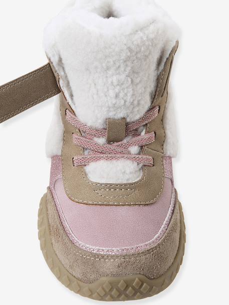 Synthetische gevoerde baskets voor meisjes, elastische veters en klittenband collectie voor de kleuterschool veel roze - vertbaudet enfant 