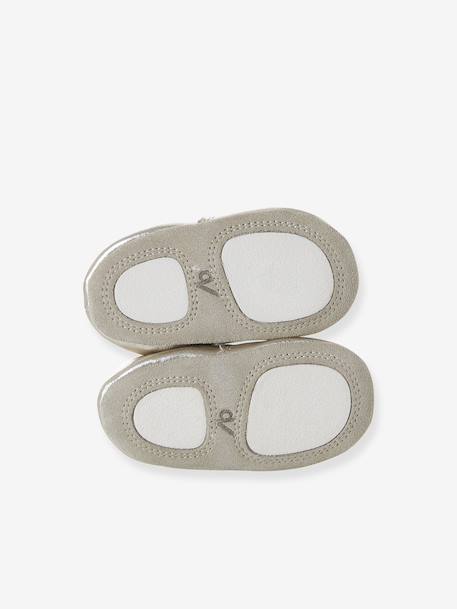 Chaussons élastiqués en cuir souple bébé or+rose - vertbaudet enfant 