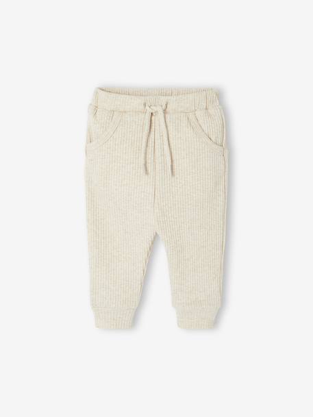 Ensemble uni pantalon et paire de chaussettes beige chiné - vertbaudet enfant 