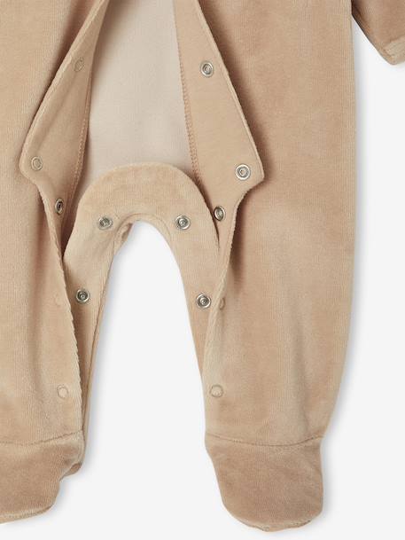 Lot de 2 pyjamas bébé naissance en velours beige+rose+vert d'eau - vertbaudet enfant 