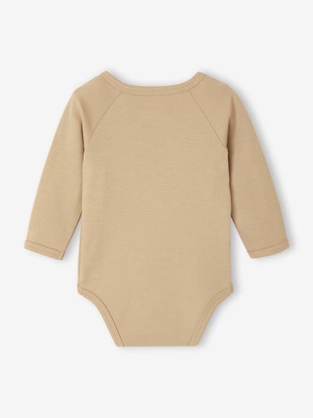 Lot de 2 bodies bébé ouverture naissance manches longues beige+rose+vert d'eau - vertbaudet enfant 