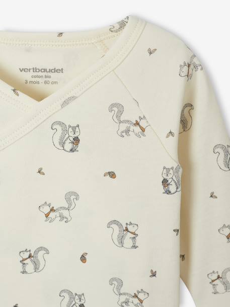 Set van 2 body's met lange mouwen en opening voor pasgeborenen beige+blauwgroen+rozen - vertbaudet enfant 