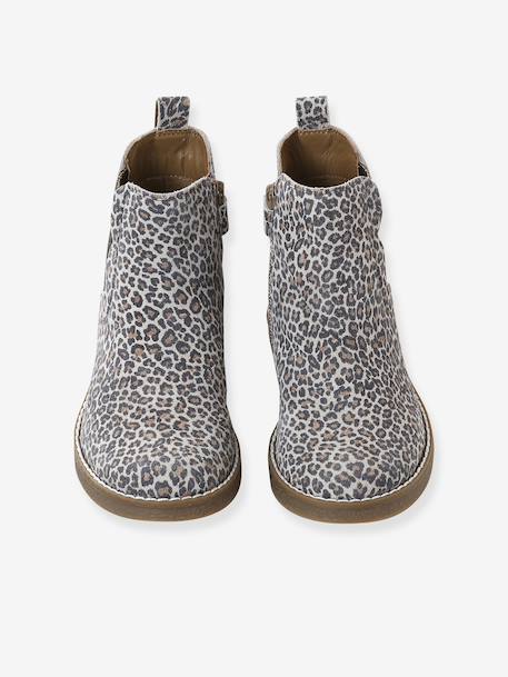 Boots enfant fille cuir zippées lot beige+marron+noir+taupe - vertbaudet enfant 