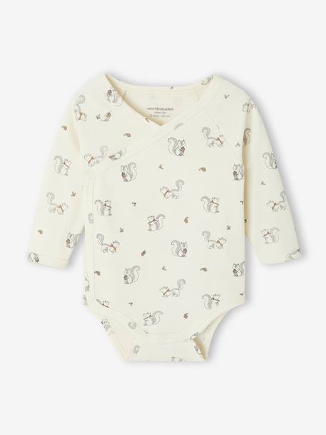 Set van 2 body's met lange mouwen en opening voor pasgeborenen beige+blauwgroen+rozen - vertbaudet enfant 