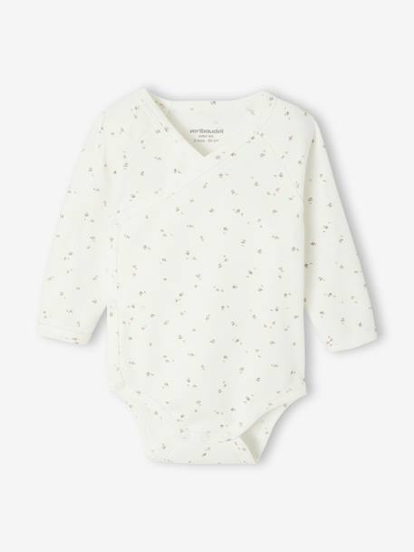 Lot de 2 bodies bébé ouverture naissance manches longues beige+rose+vert d'eau - vertbaudet enfant 