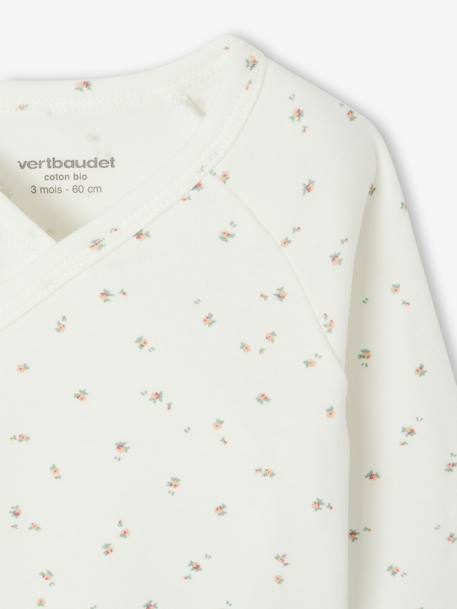 Set van 2 body's met lange mouwen en opening voor pasgeborenen beige+blauwgroen+rozen - vertbaudet enfant 