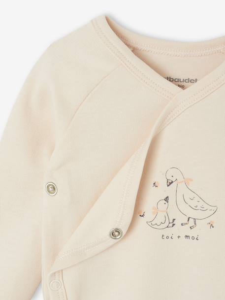 Set van 2 body's met lange mouwen en opening voor pasgeborenen beige+blauwgroen+rozen - vertbaudet enfant 