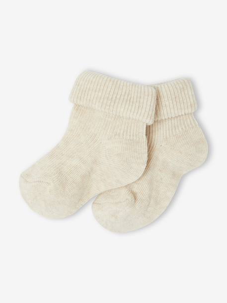 Ensemble uni pantalon et paire de chaussettes beige chiné - vertbaudet enfant 