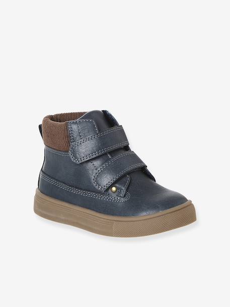 Synthetische boots voor jongens met klittenband uit de kleutercollectie marineblauw - vertbaudet enfant 