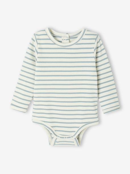 Lot de 3 bodies naissance en maille côtelée et interlock bleu - vertbaudet enfant 