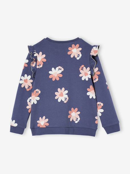 Sweat à volants fille détails fantaisie écru+encre+vanille+vert de gris - vertbaudet enfant 