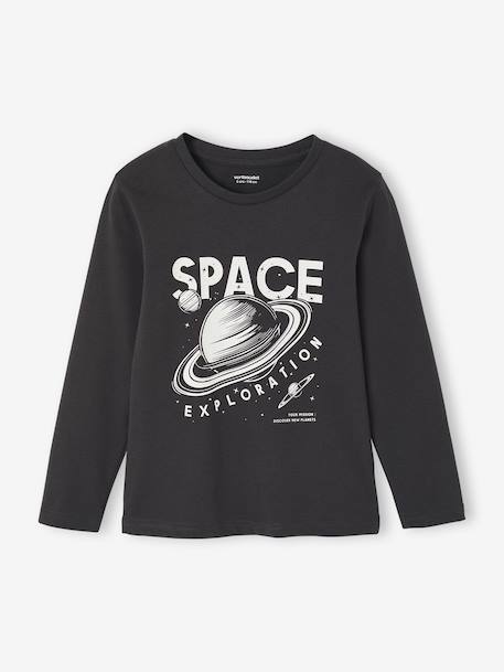 Lot de 3 T-shirts garçon manches longues anthracite+blanc+bordeaux - vertbaudet enfant 