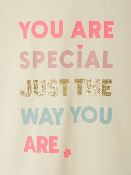 T-shirt met korte mouwen en tekst meisjes ecru - vertbaudet enfant 